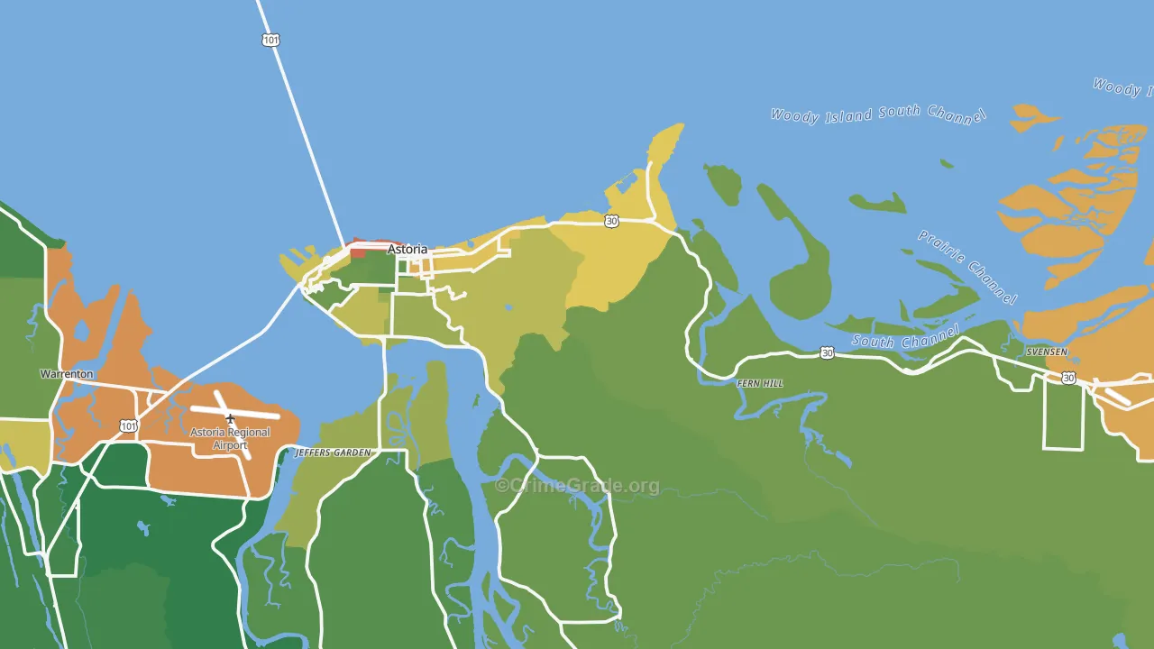 Astoria, OR Map of Murder Rates
