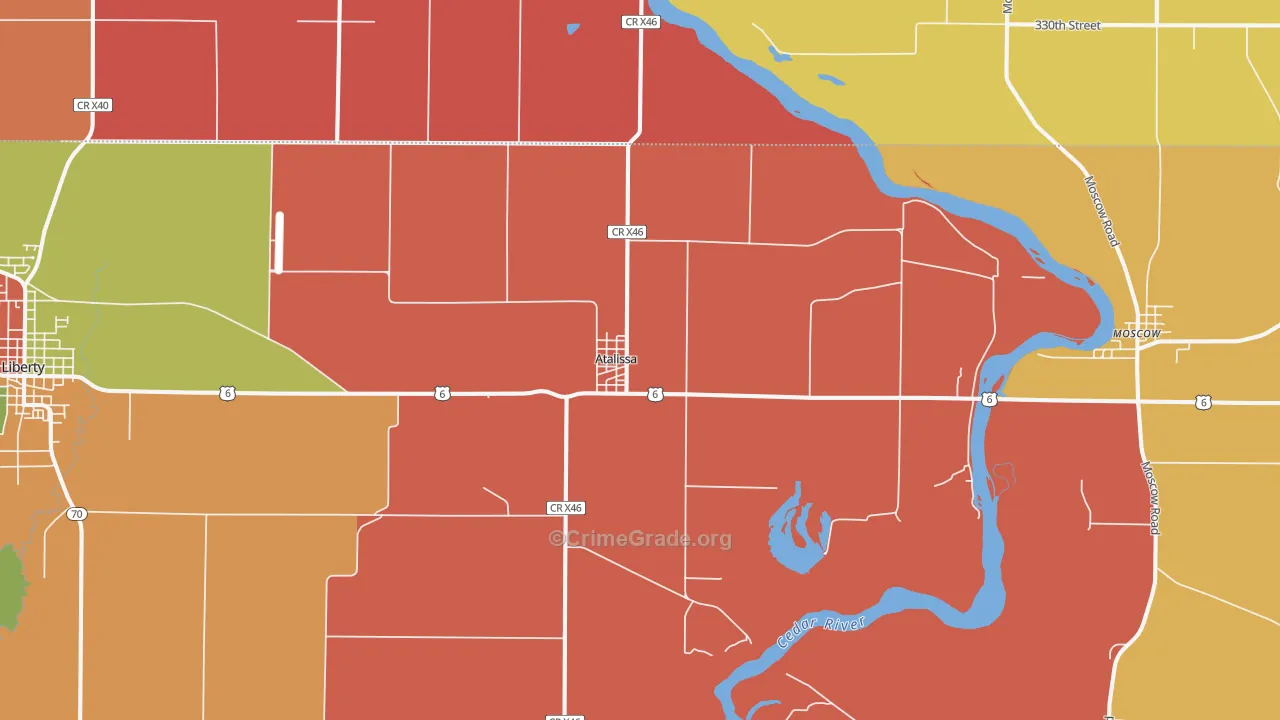 Atalissa, IA Map of Murder Rates