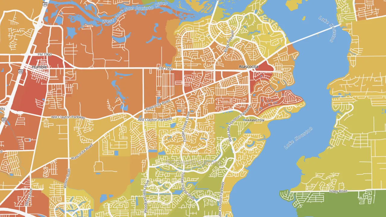 Atascocita, TX Map of Murder Rates