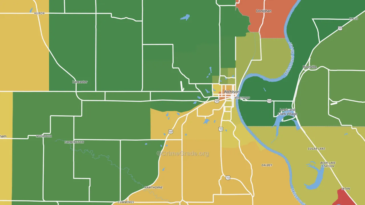 Atchison County, KS Map of Murder Rates