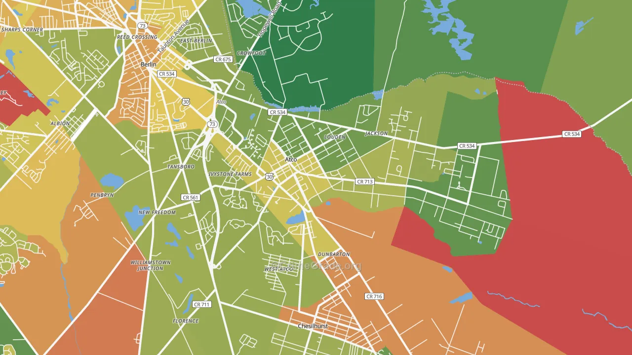 Atco, NJ Map of Murder Rates