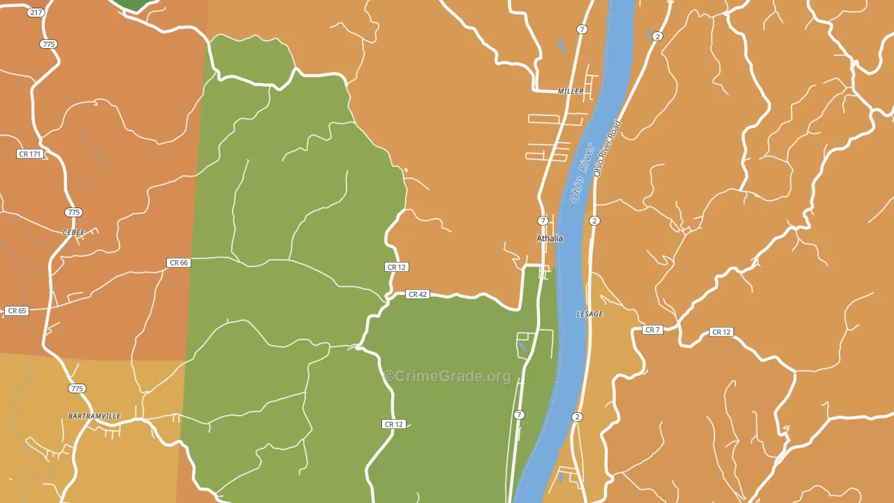 Athalia, OH Map of Murder Rates