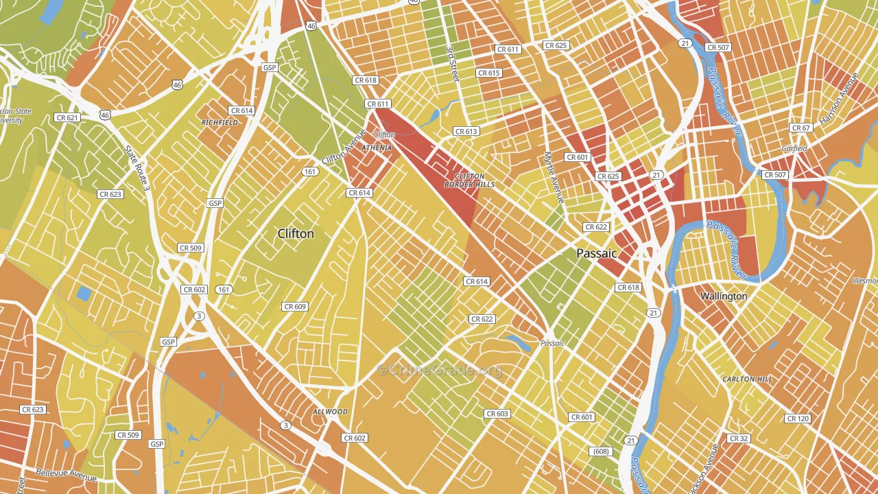 Athenia, Clifton, NJ Map of Murder Rates