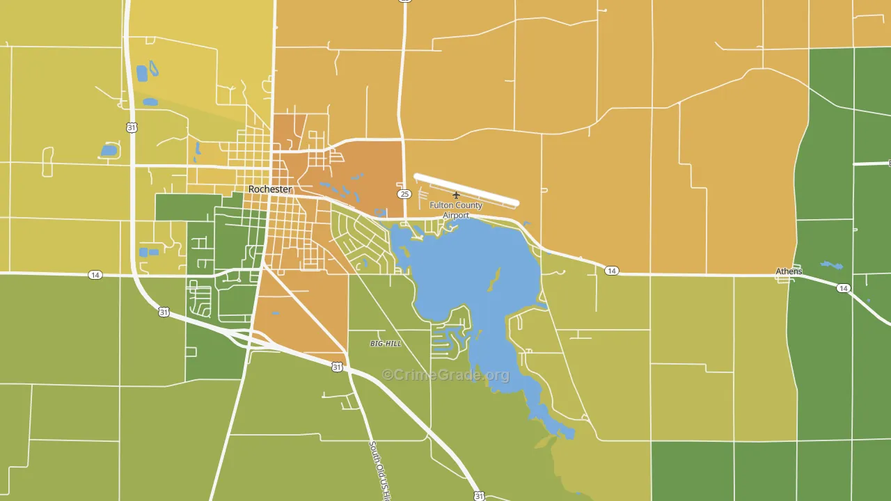 Athens, IN Map of Murder Rates