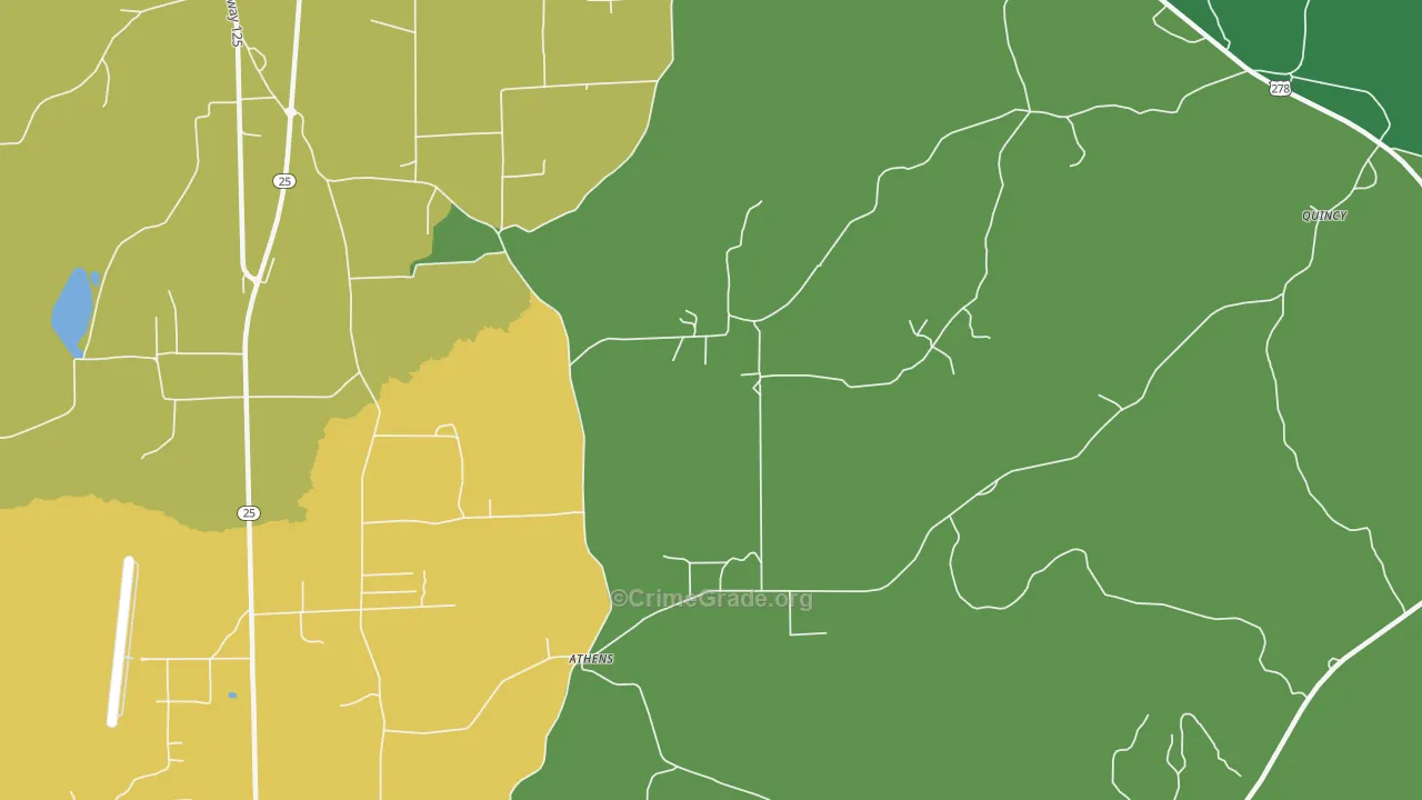 Athens, MS Map of Murder Rates