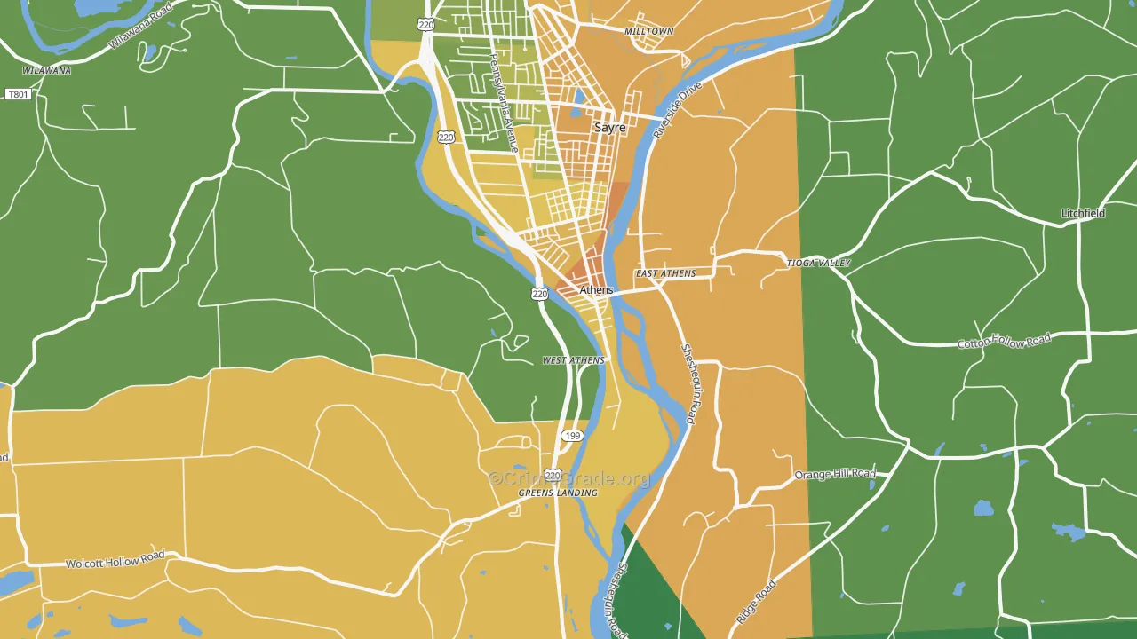 Athens, PA Map of Murder Rates