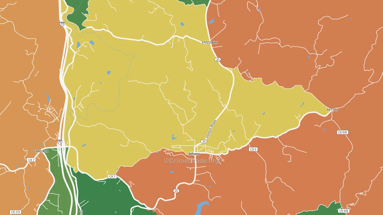Athens, WV Map of Murder Rates