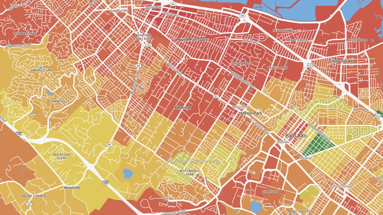 Atherton, CA Map of Murder Rates