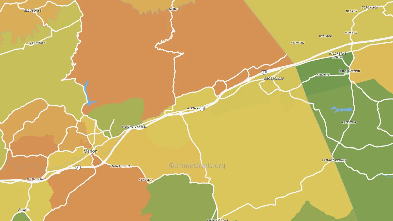 Atkins, VA Map of Murder Rates