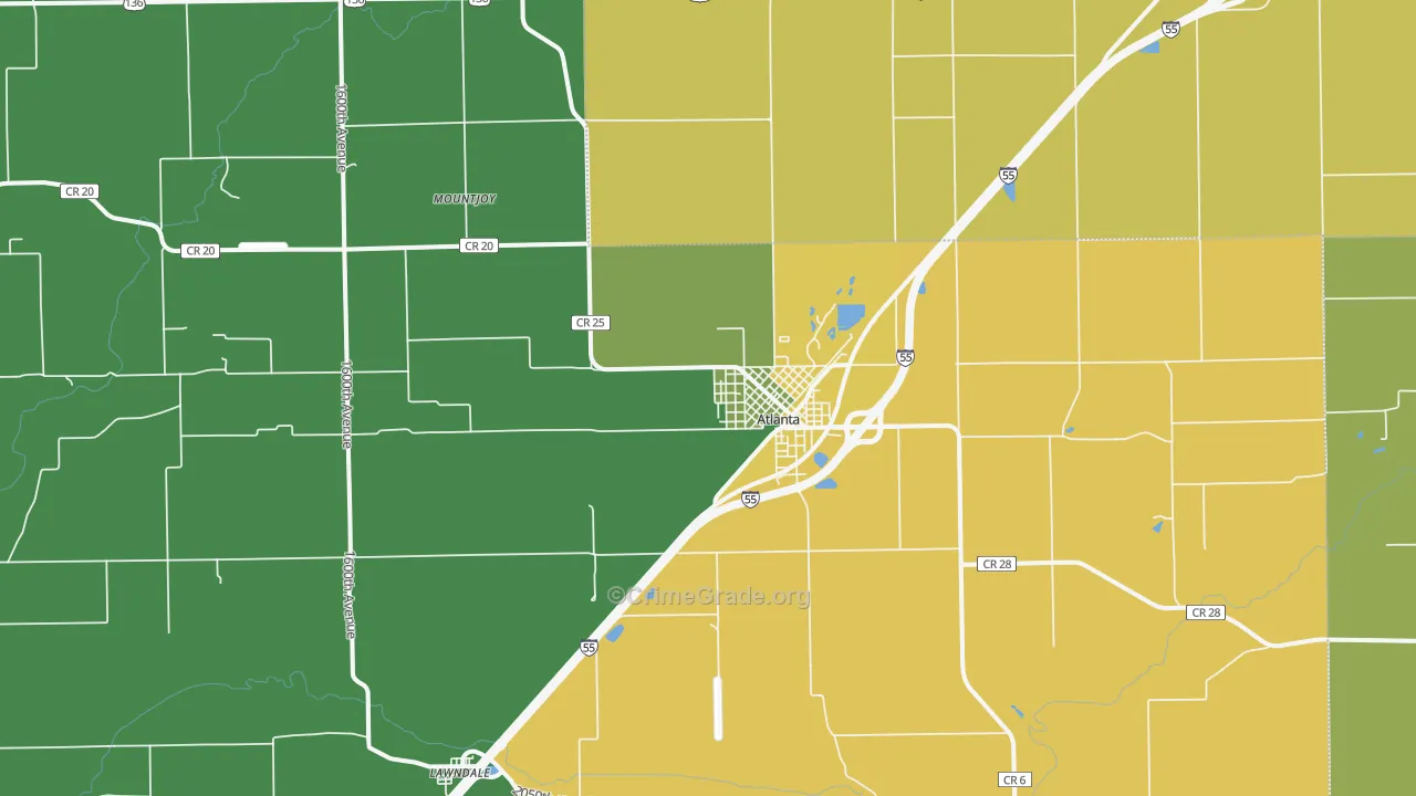 Atlanta, IL Map of Murder Rates