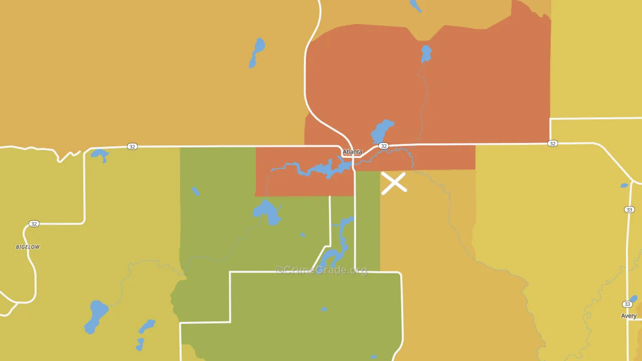 Atlanta, MI Map of Murder Rates