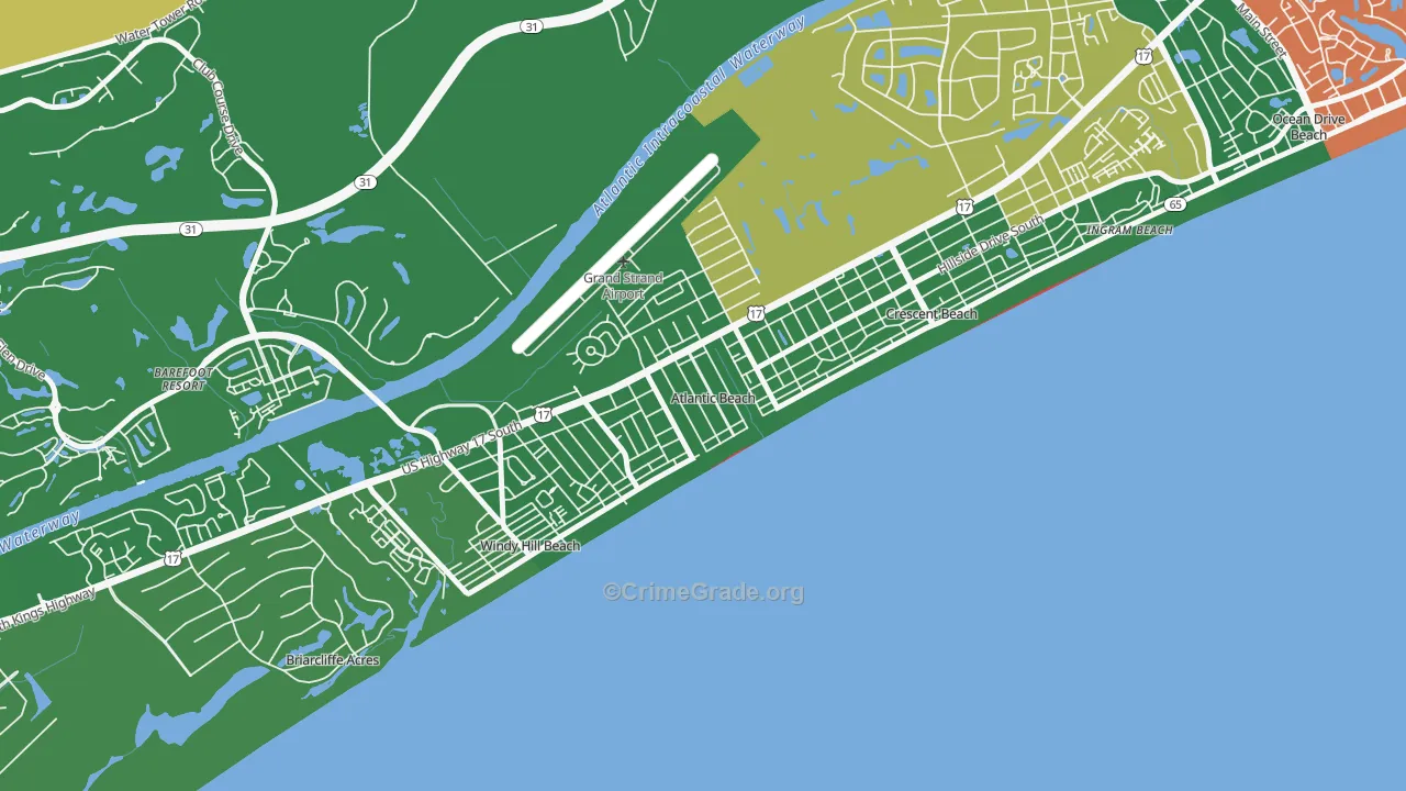 Atlantic Beach, SC Map of Murder Rates