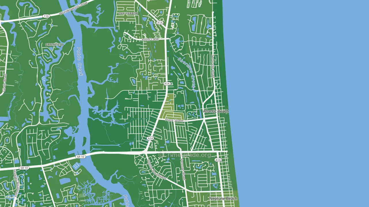 Atlantic Beaches, Atlantic Beach, FL Map of Murder Rates