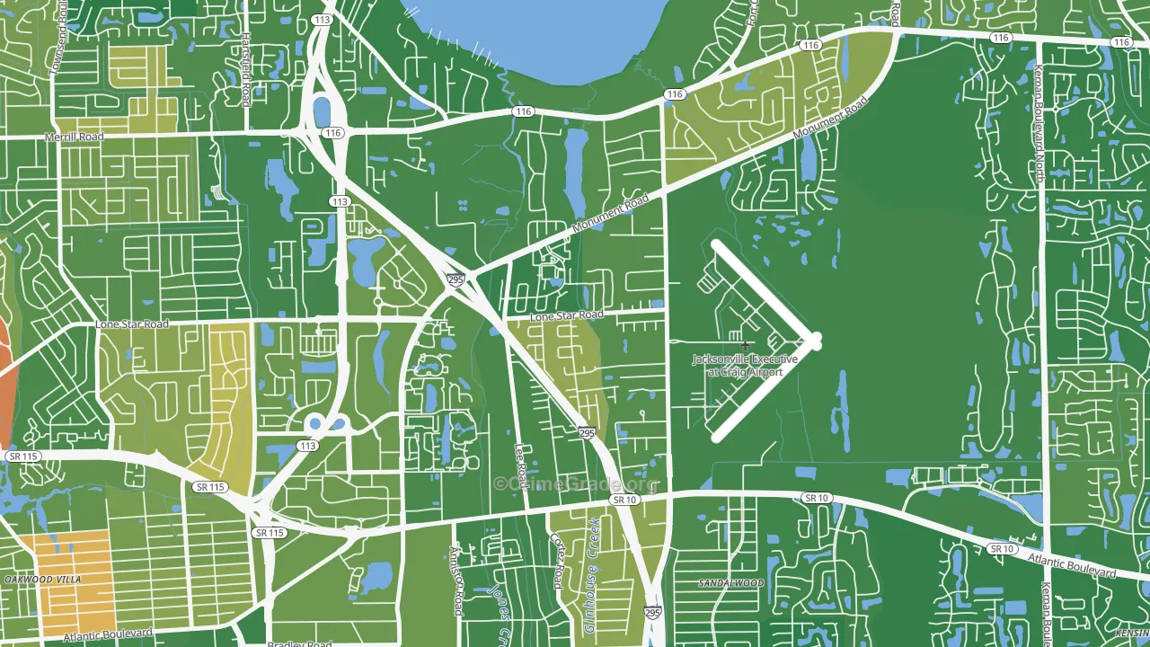 Atlantic Boulevard Estates, Jacksonville, FL Map of Murder Rates