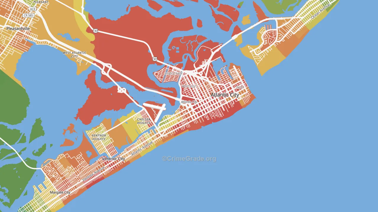Atlantic City, NJ Map of Murder Rates