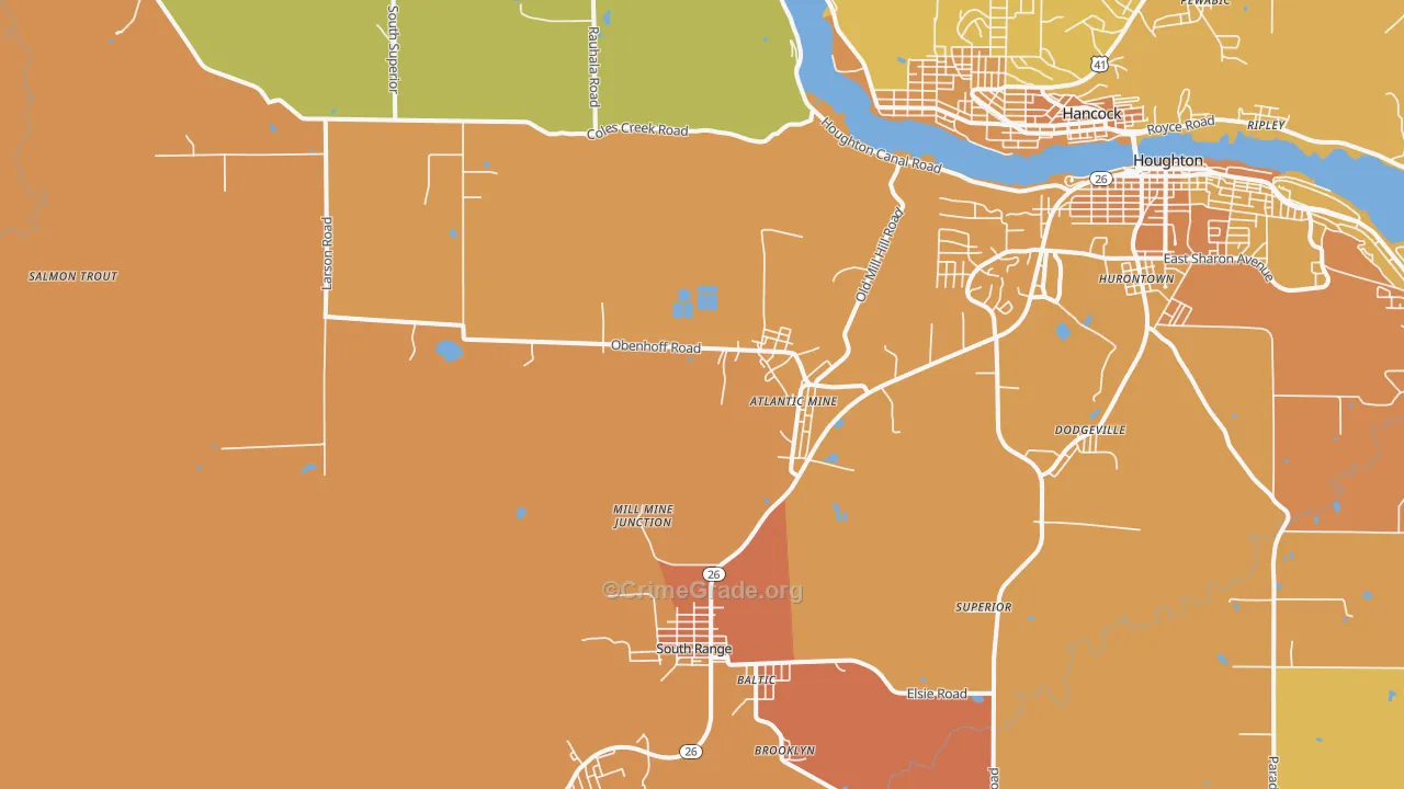 Atlantic Mine, MI Map of Murder Rates