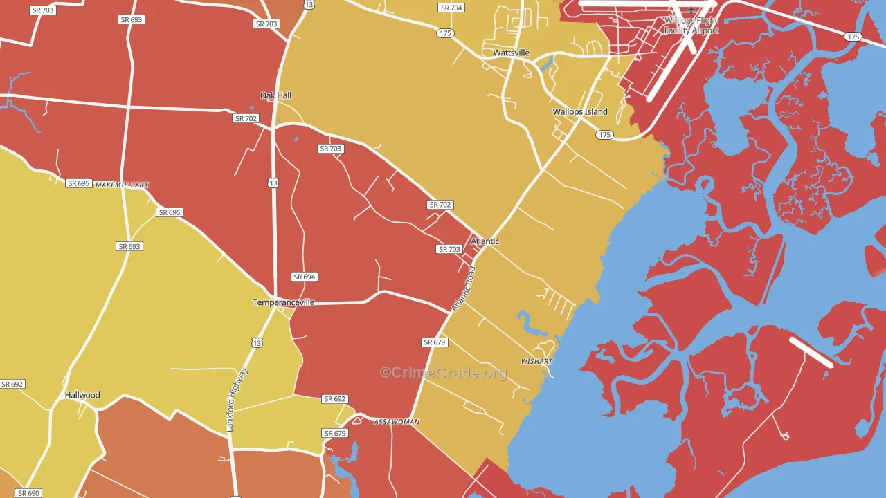 Atlantic, VA Map of Murder Rates