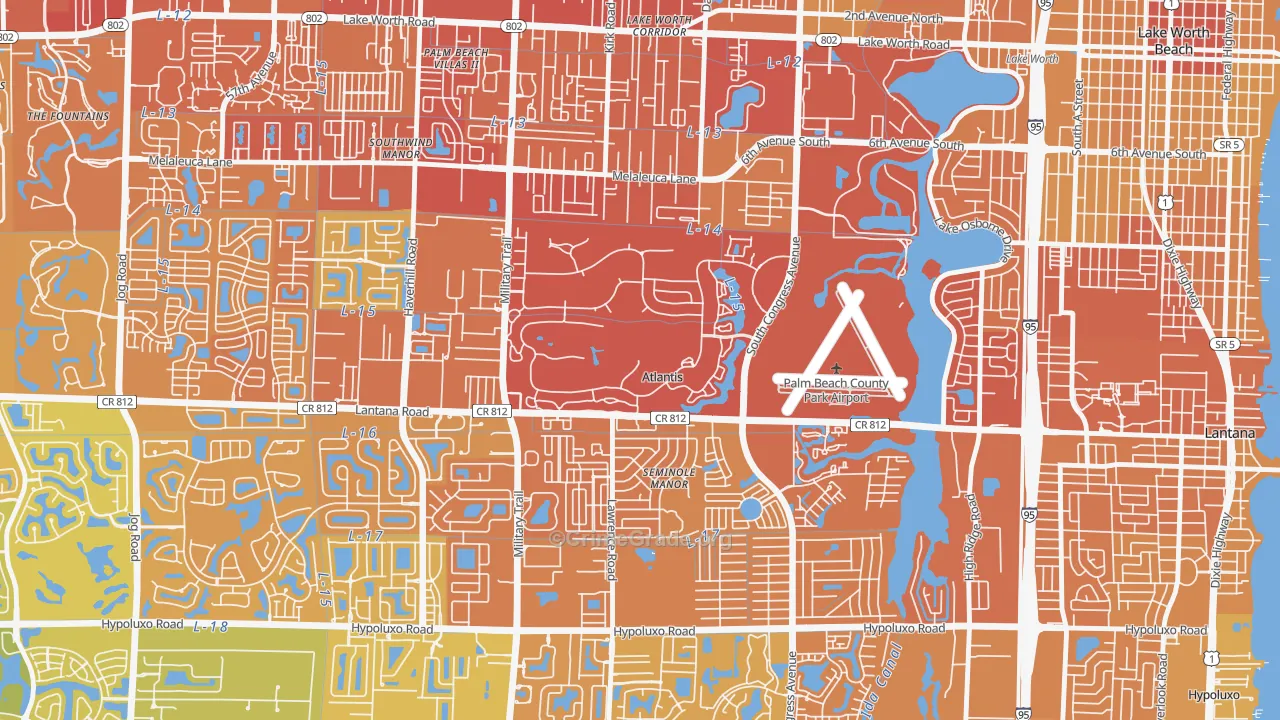 Atlantis, FL Map of Murder Rates