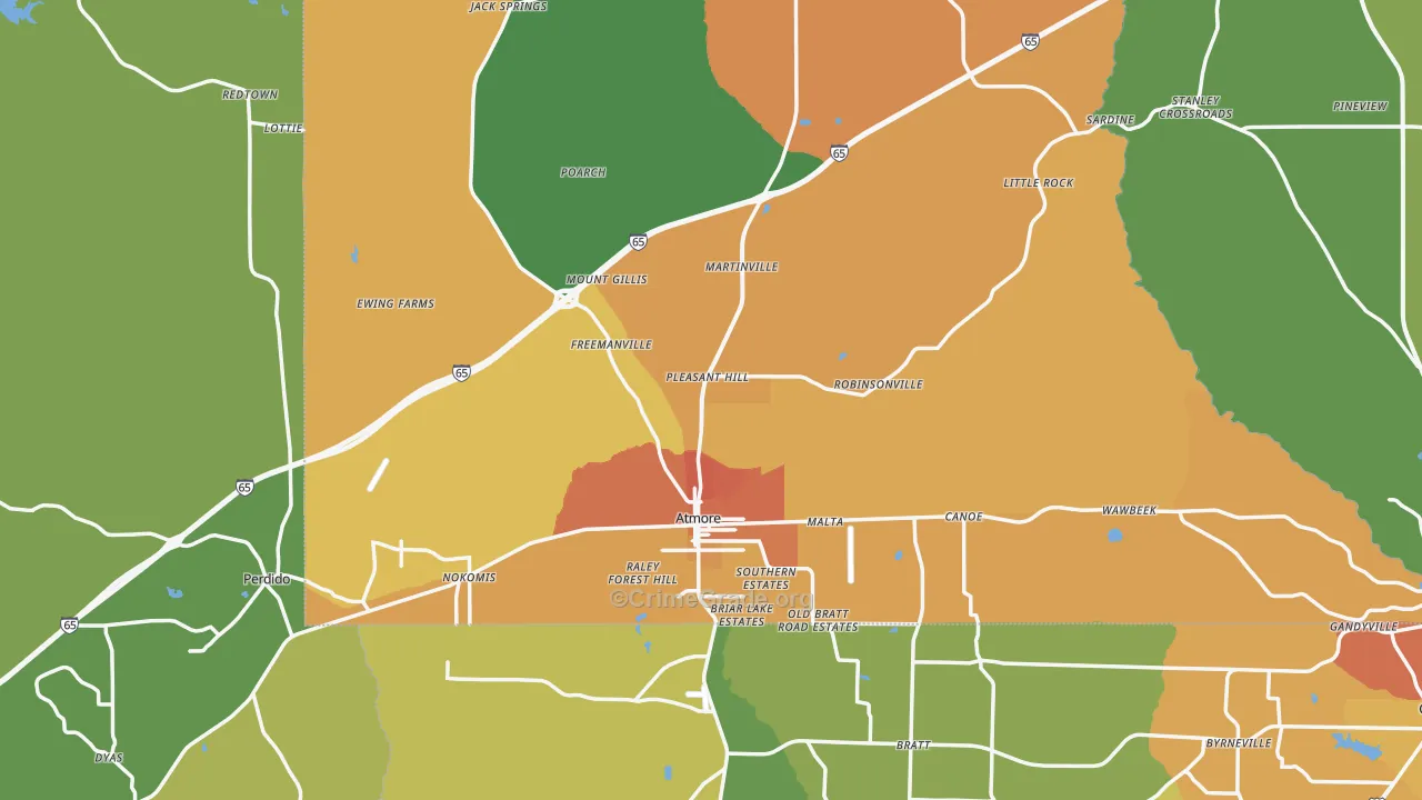 Atmore, AL Map of Murder Rates