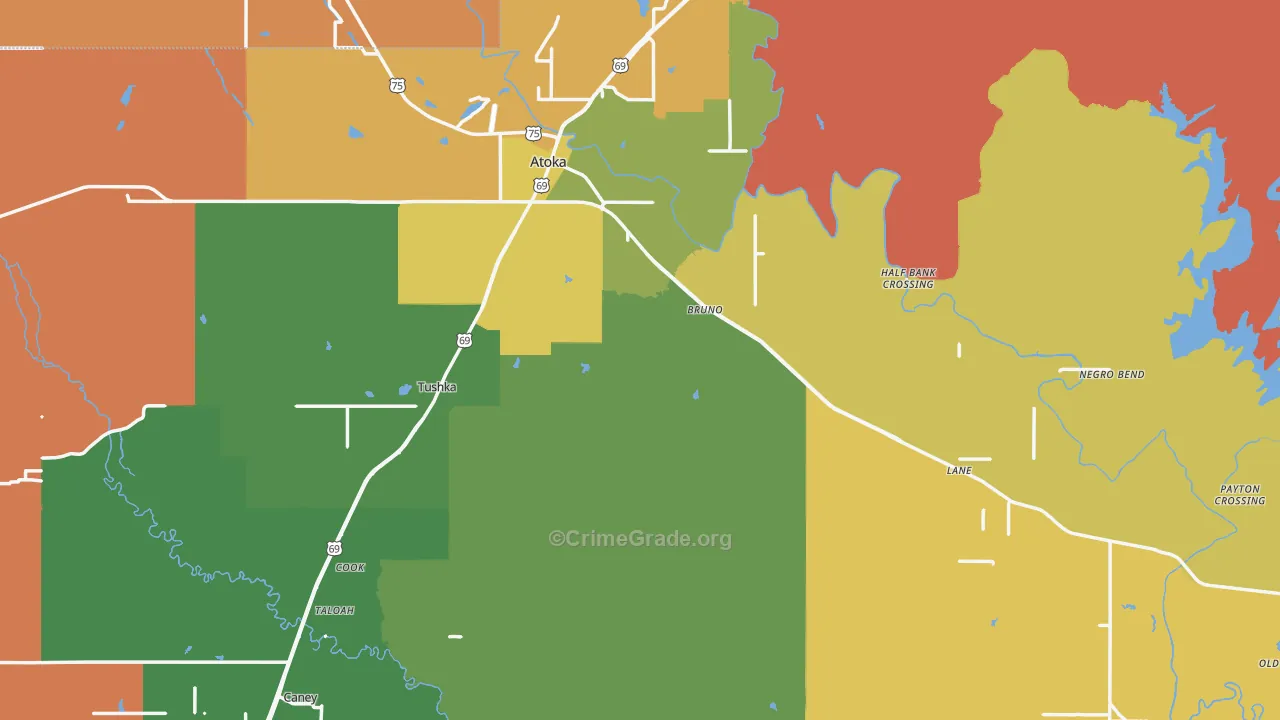 Atoka County, OK Map of Murder Rates