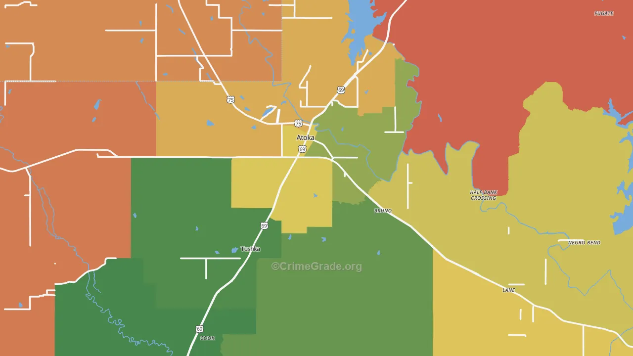 Atoka, OK Map of Murder Rates