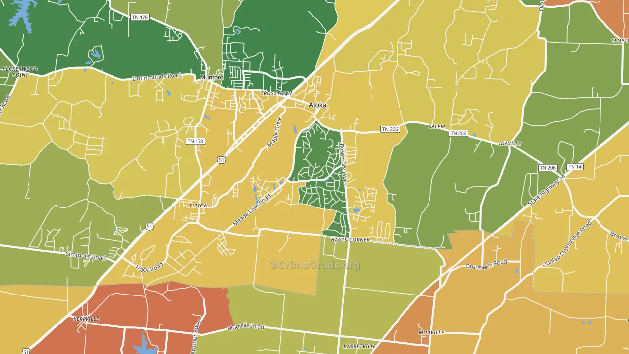 Atoka, TN Map of Murder Rates