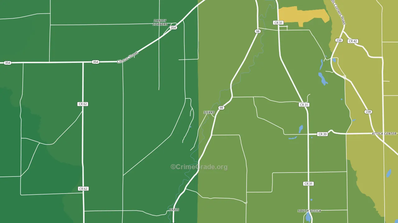 Attica Center, NY Map of Murder Rates