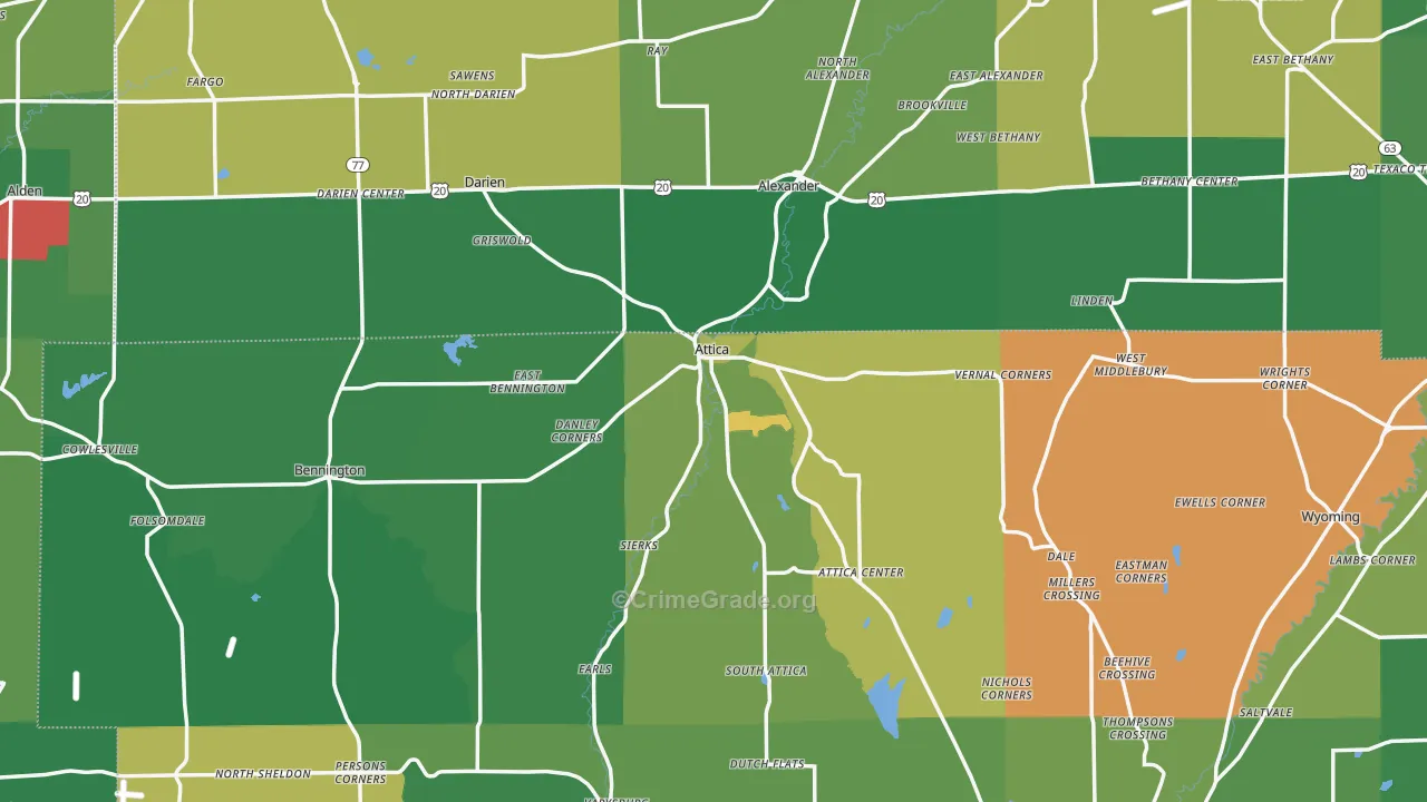 Attica, NY Map of Murder Rates
