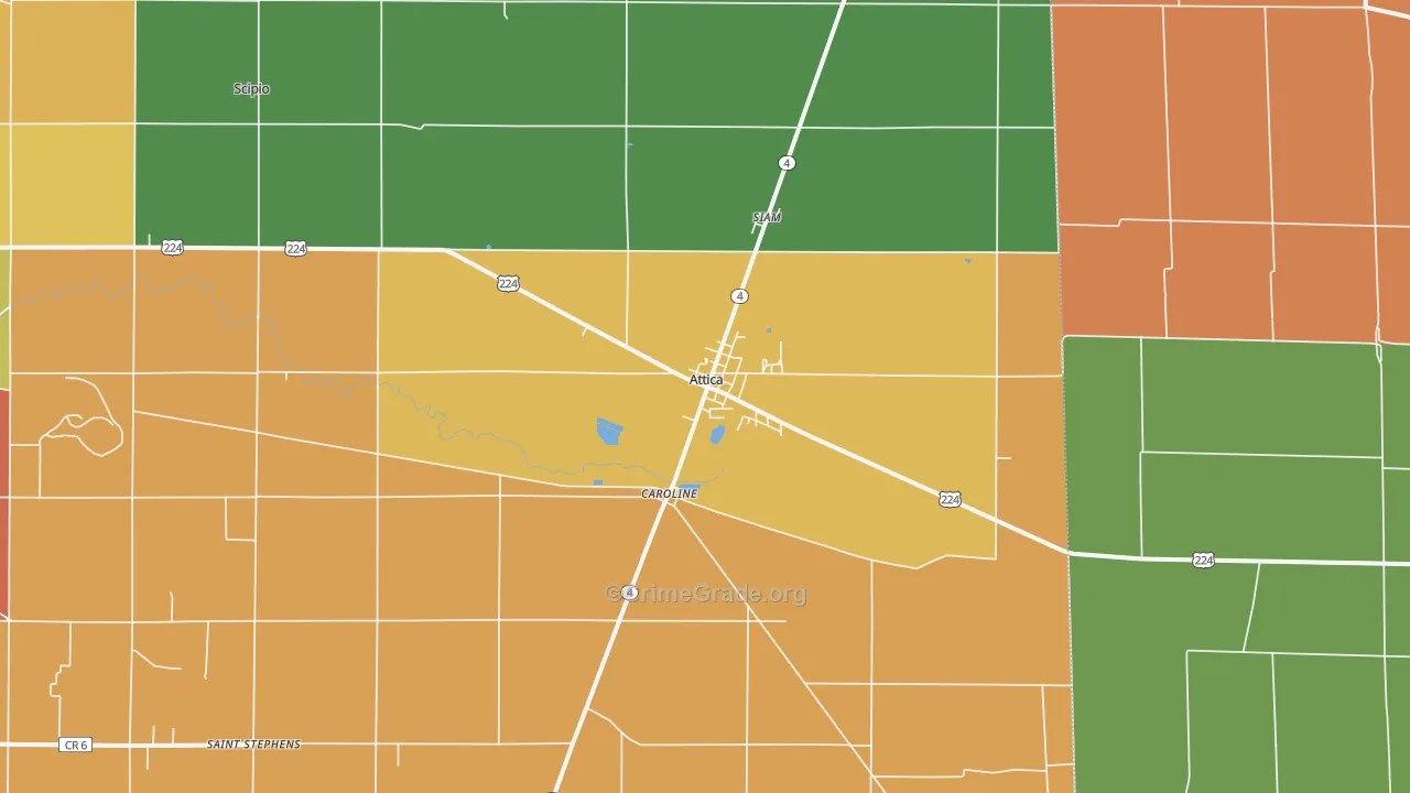 Attica, OH Map of Murder Rates