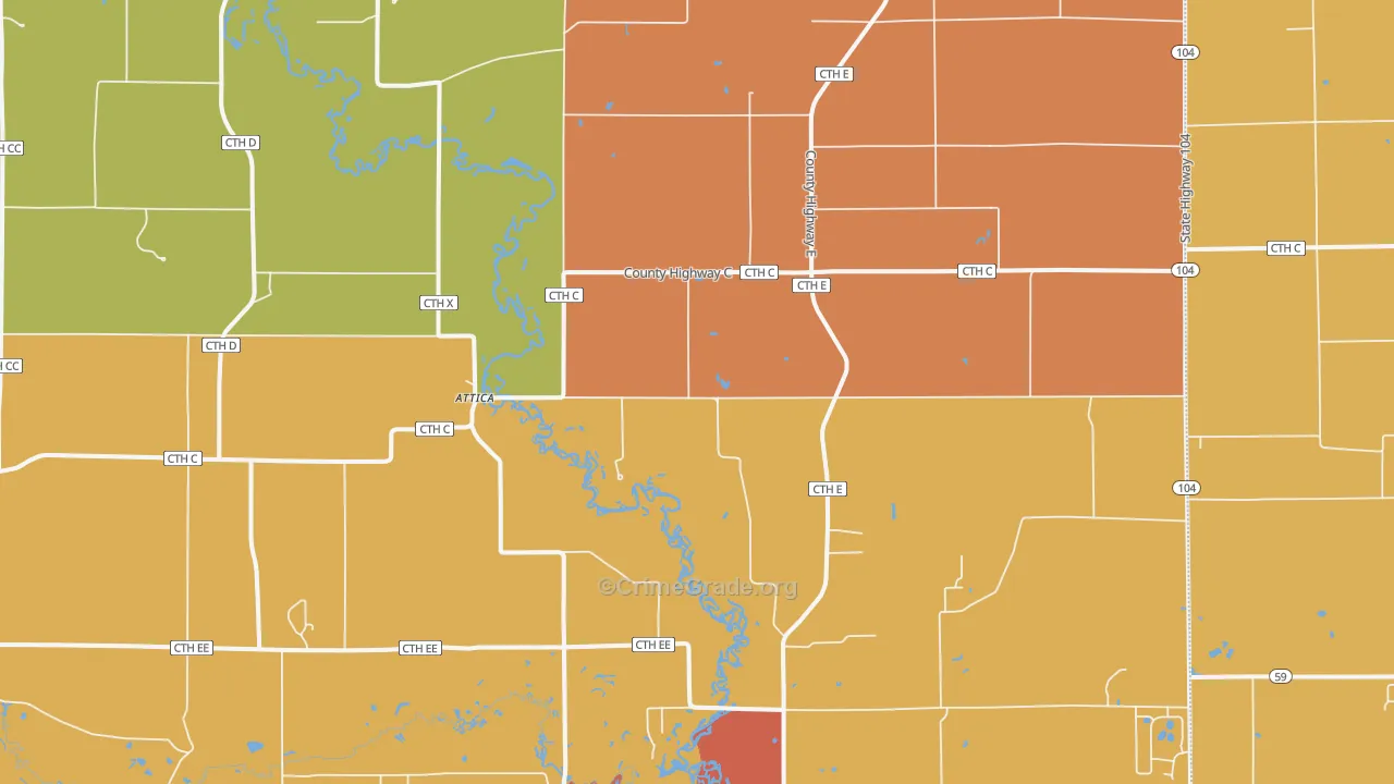 Attica, WI Map of Murder Rates