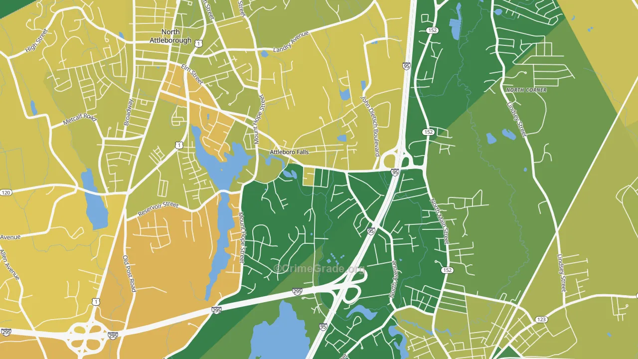 Attleboro Falls, MA Map of Murder Rates