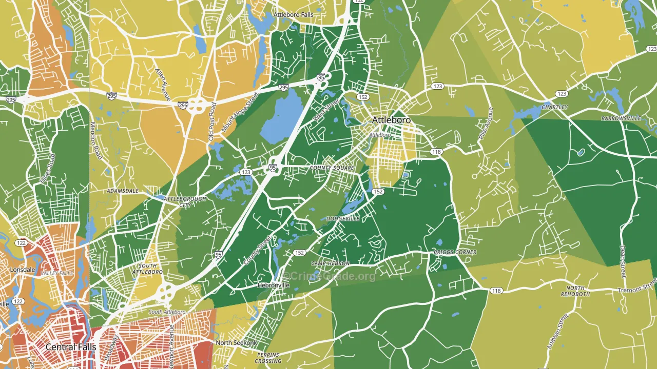 Attleboro, MA Map of Murder Rates