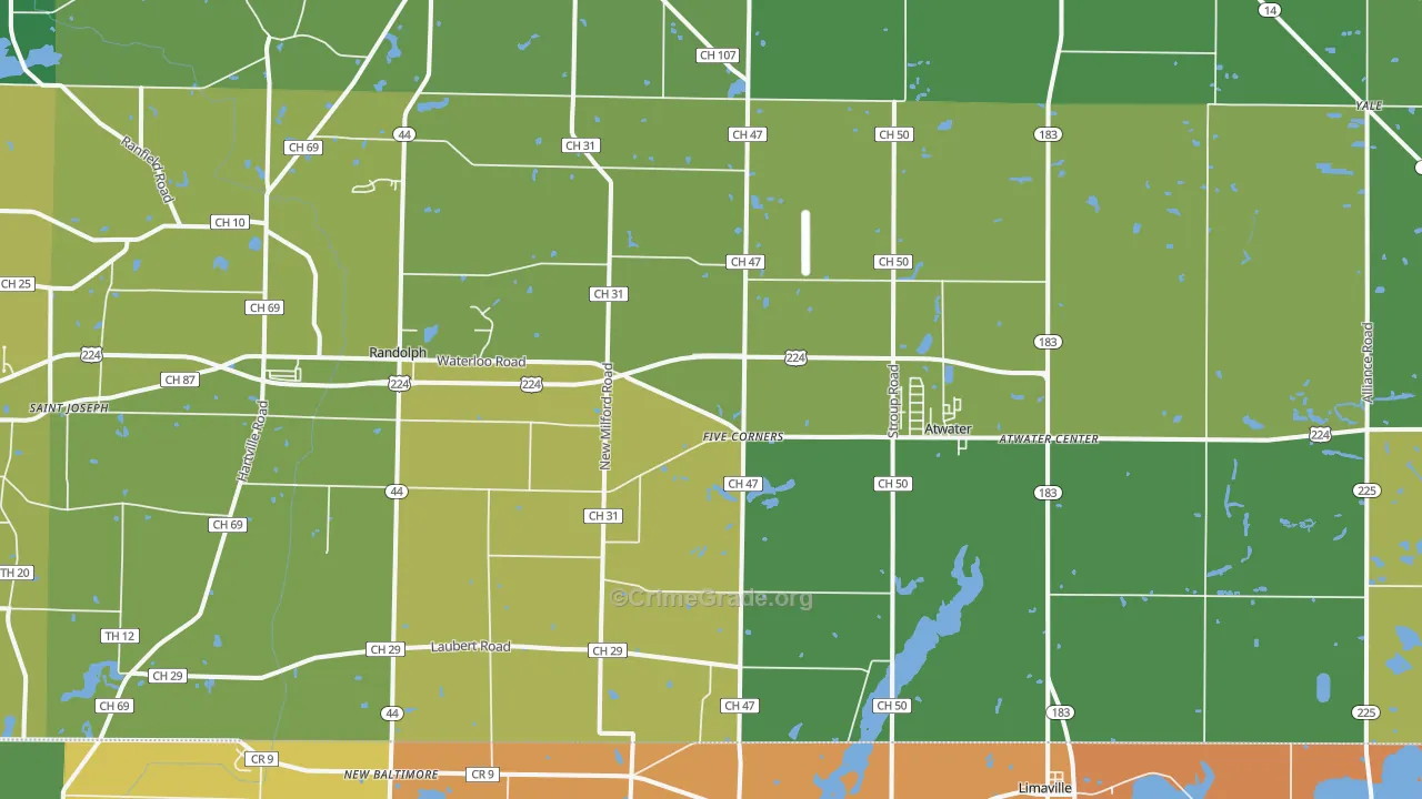 Atwater, OH Map of Murder Rates