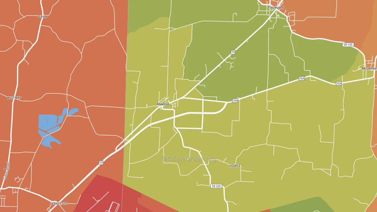 Atwood, TN Map of Murder Rates