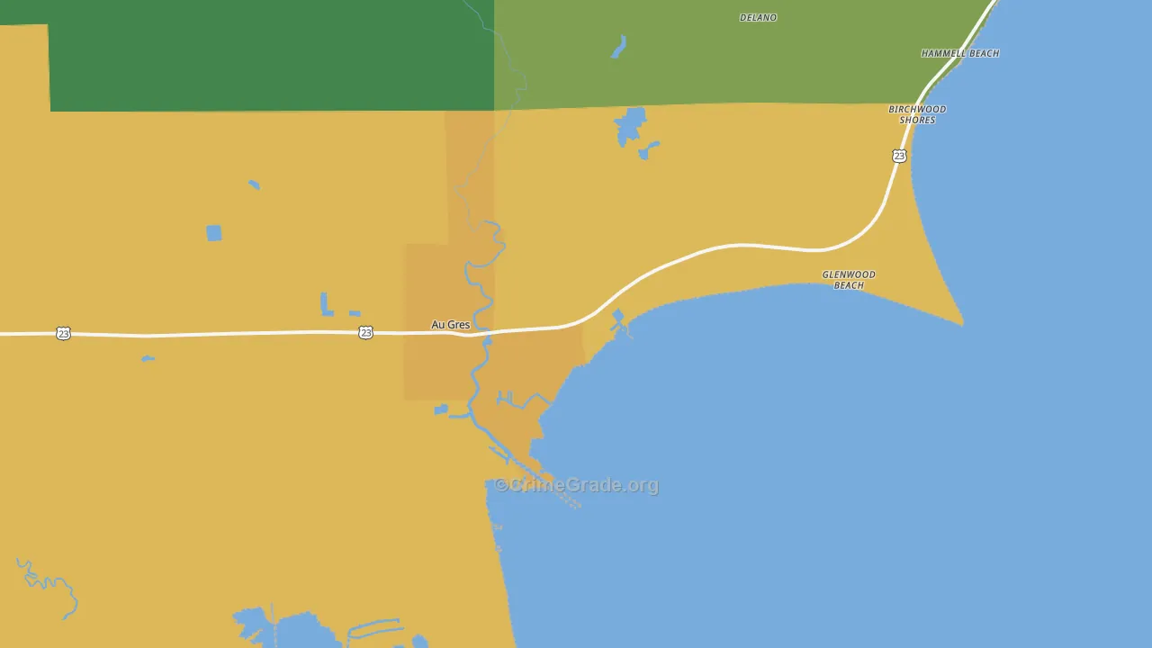 Au Gres, MI Map of Murder Rates