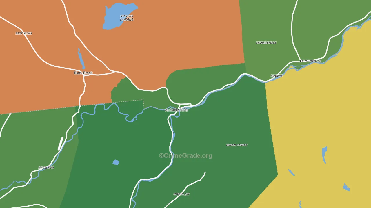 Au Sable Forks, NY Map of Murder Rates