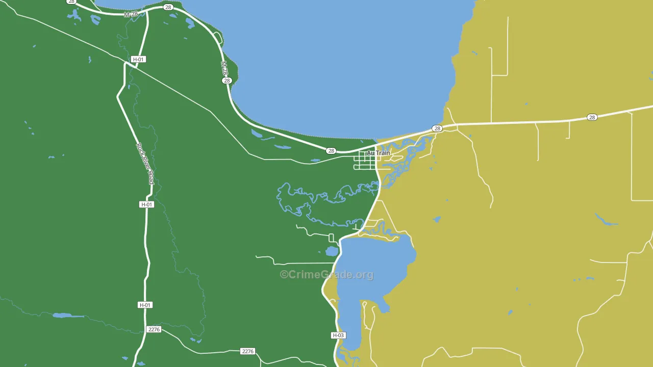 Au Train, MI Map of Murder Rates