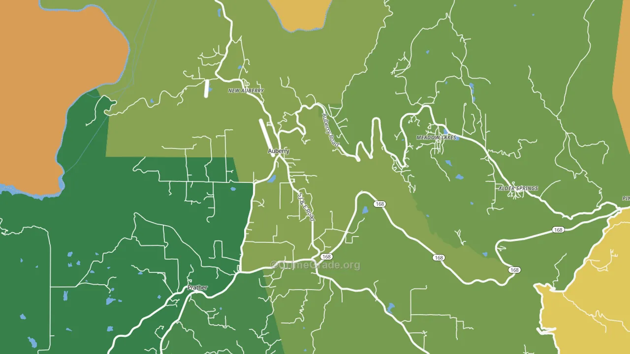 Auberry, CA Map of Murder Rates