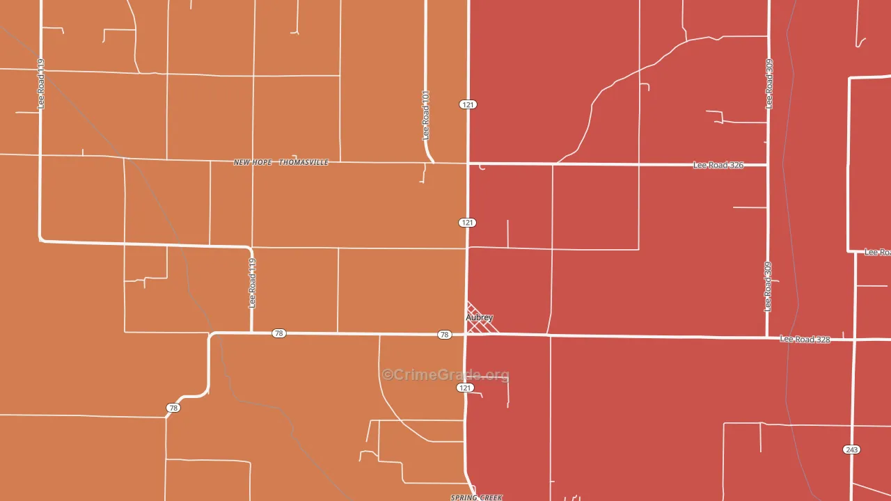Aubrey, AR Map of Murder Rates