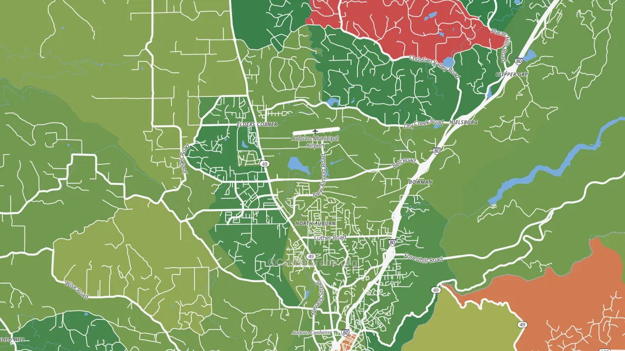 Auburn, CA Map of Murder Rates