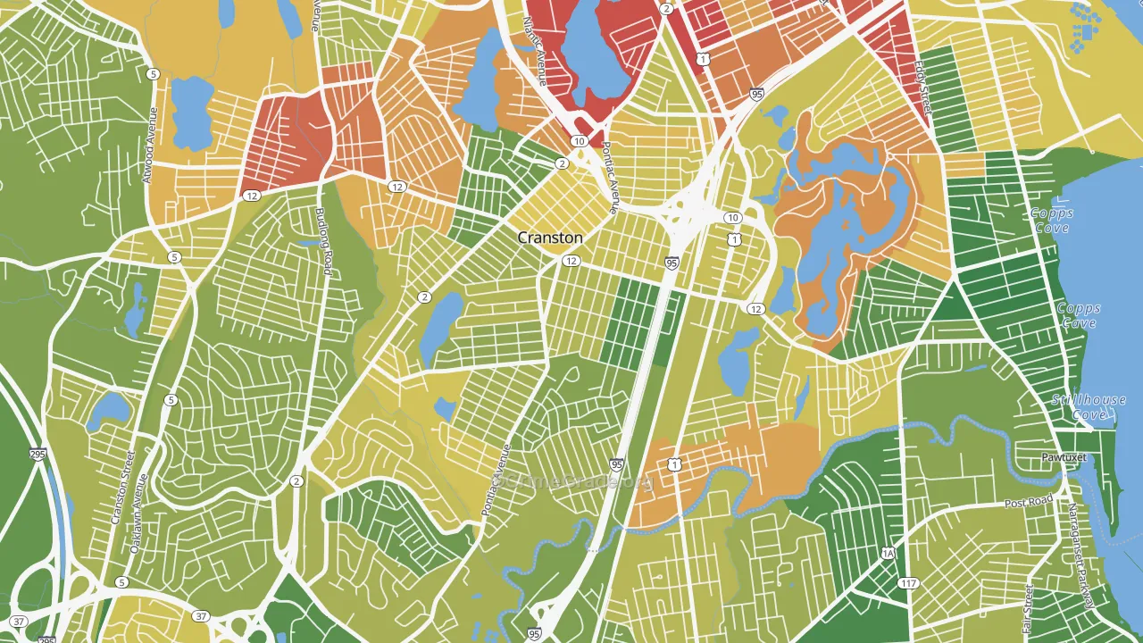 Auburn, Cranston, RI Map of Murder Rates