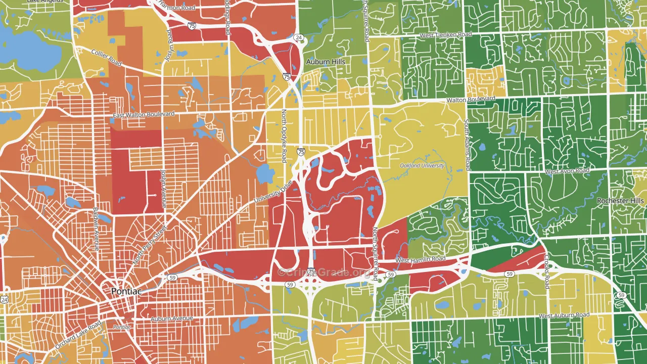 Auburn Hills, MI Map of Murder Rates
