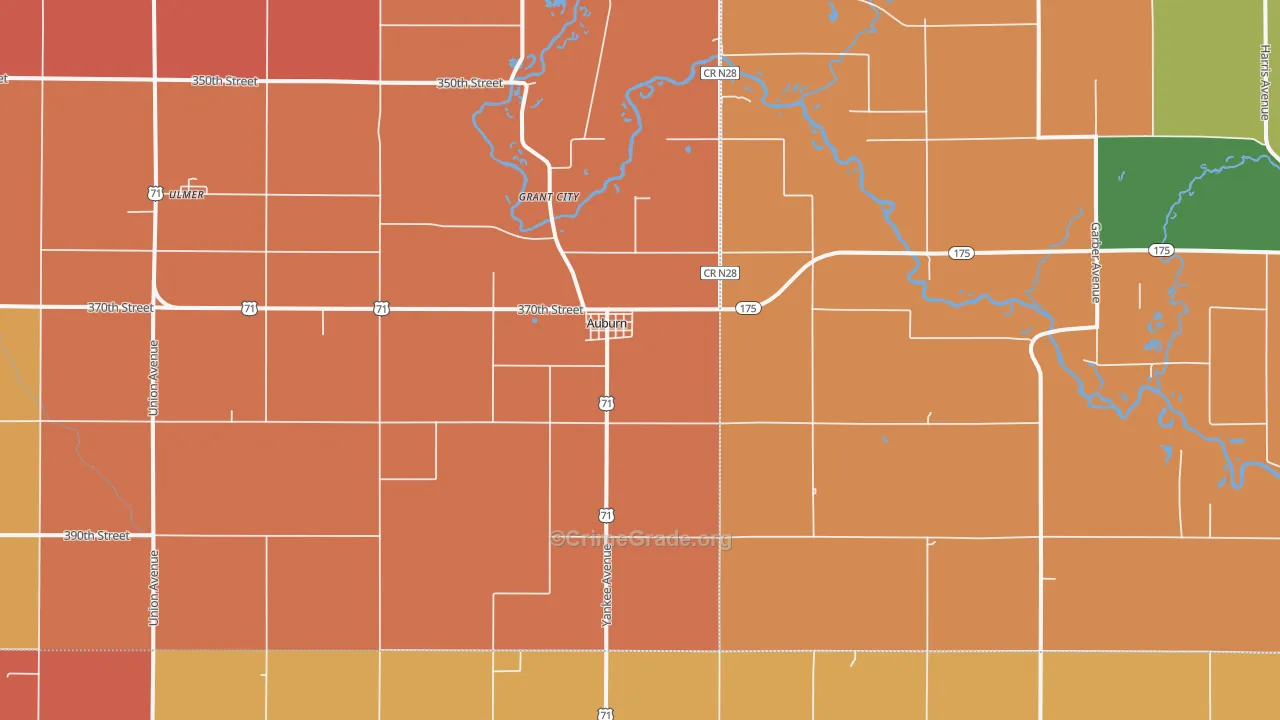 Auburn, IA Map of Murder Rates