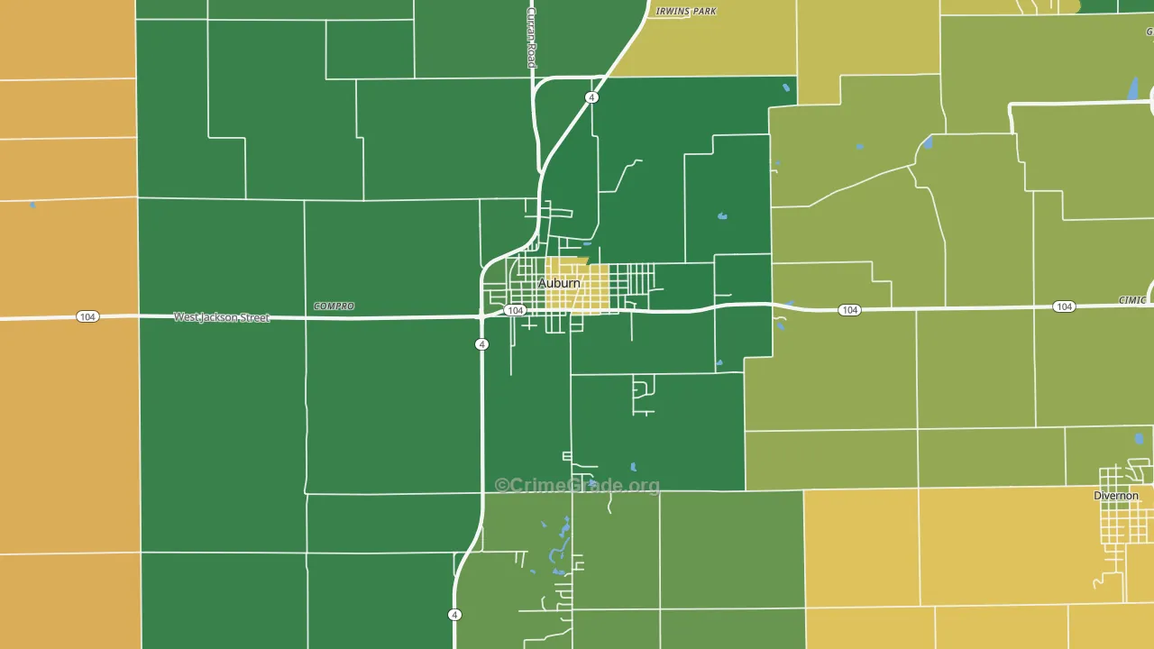 Auburn, IL Map of Murder Rates