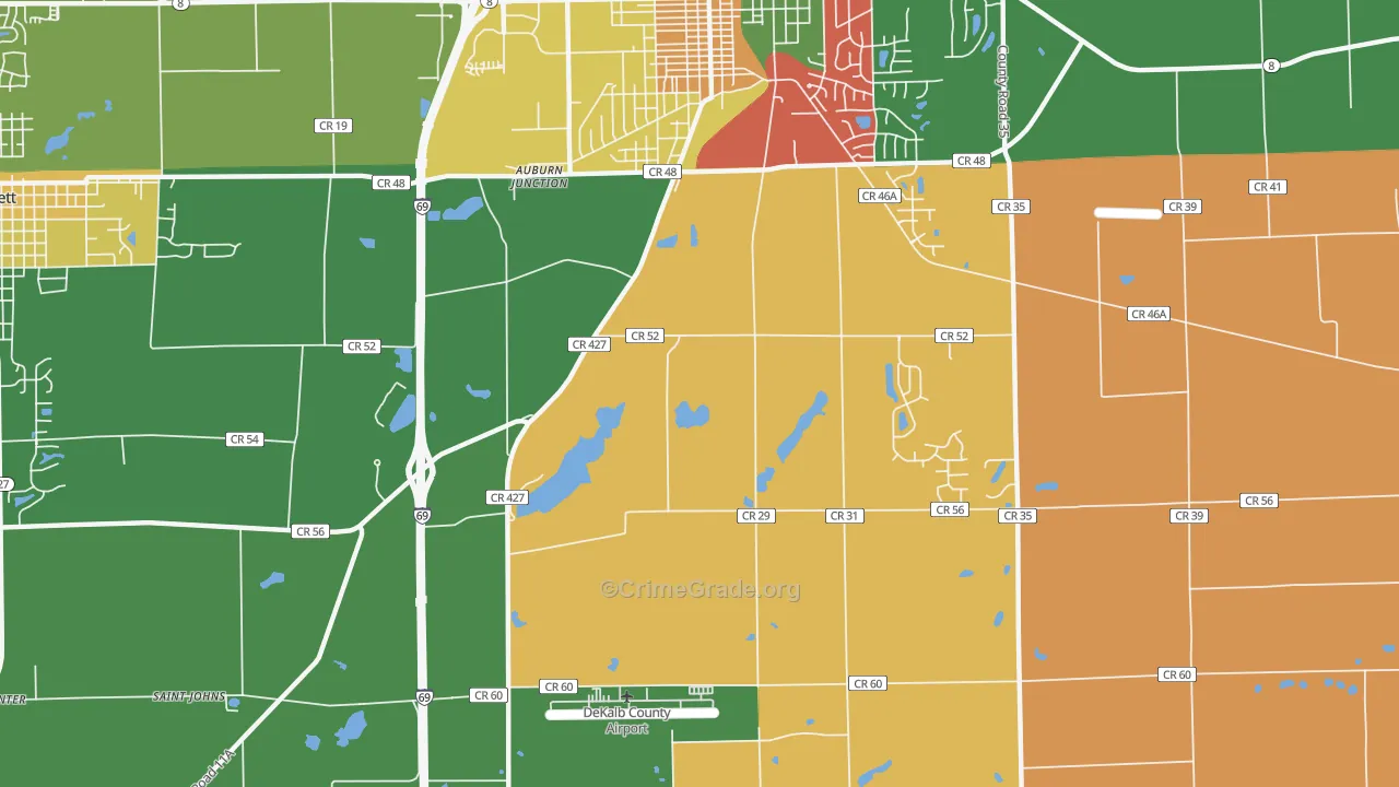 Auburn Junction, IN Map of Murder Rates