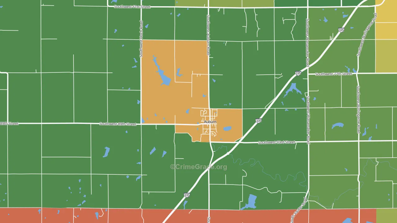 Auburn, KS Map of Murder Rates