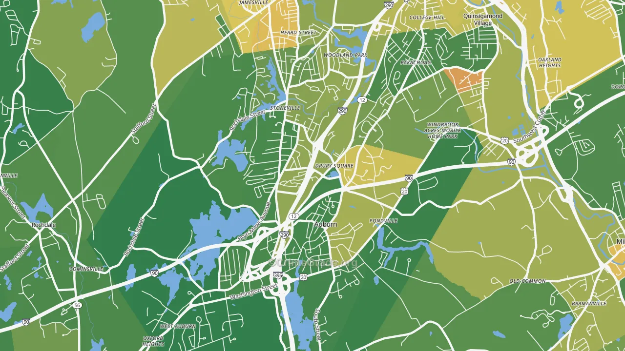 Auburn, MA Map of Murder Rates