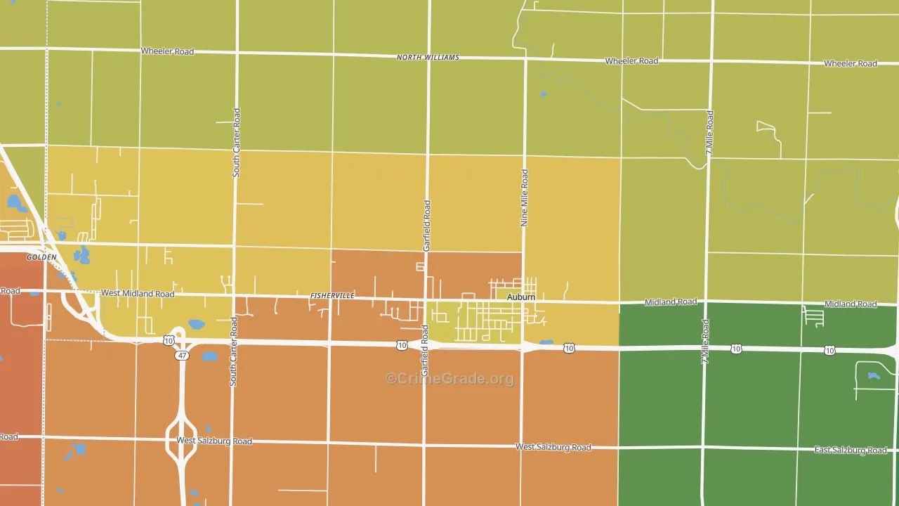 Auburn, MI Map of Murder Rates