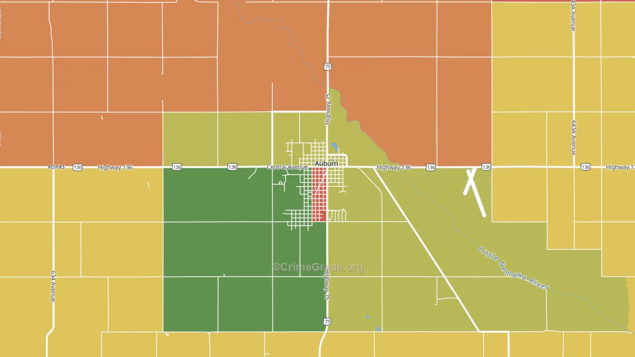 Auburn, NE Map of Murder Rates