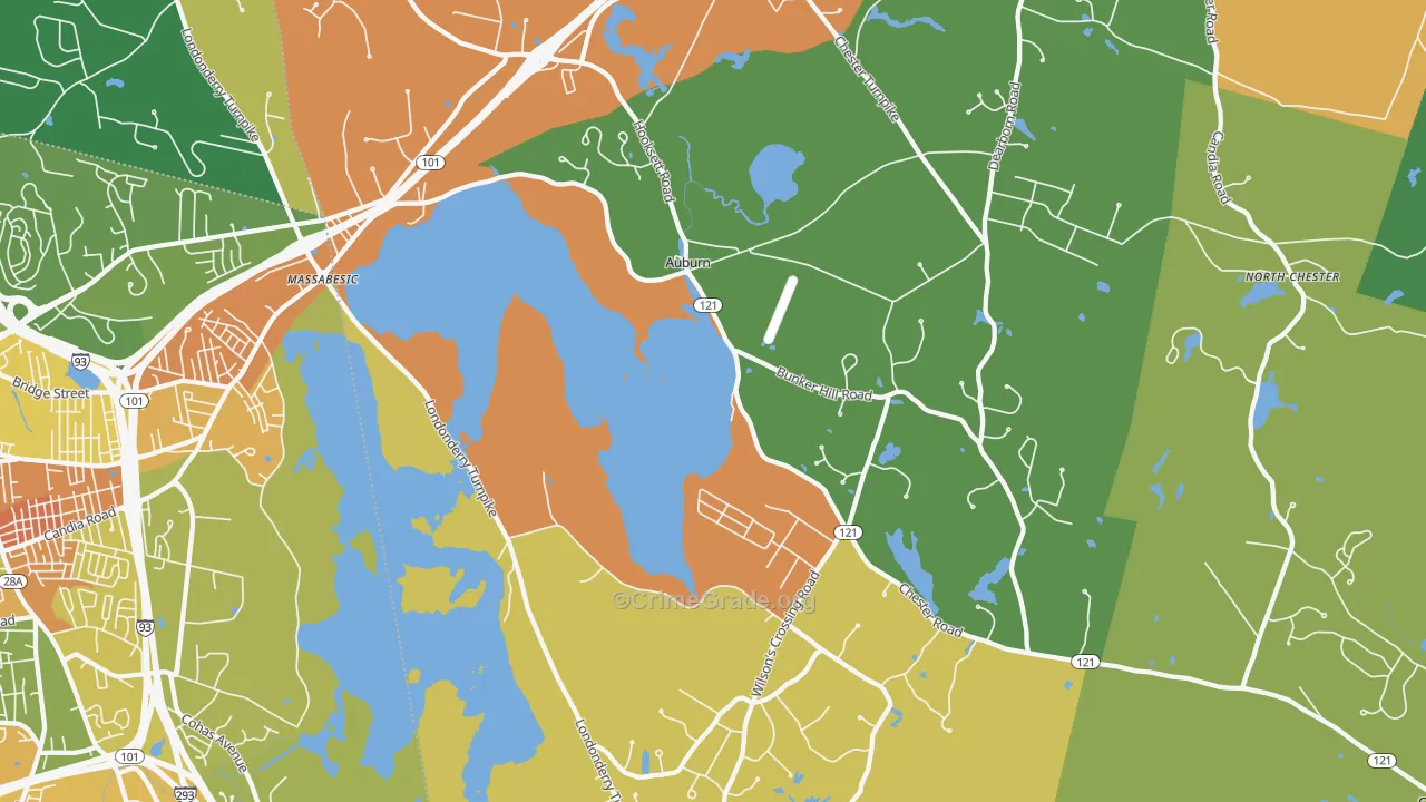 Auburn, NH Map of Murder Rates